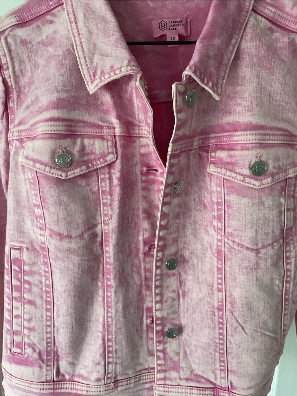 Candace Cameron Bure Pink Denim Jacket - Classic Button Front - Picture 2 of 6